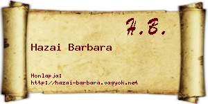 Hazai Barbara névjegykártya